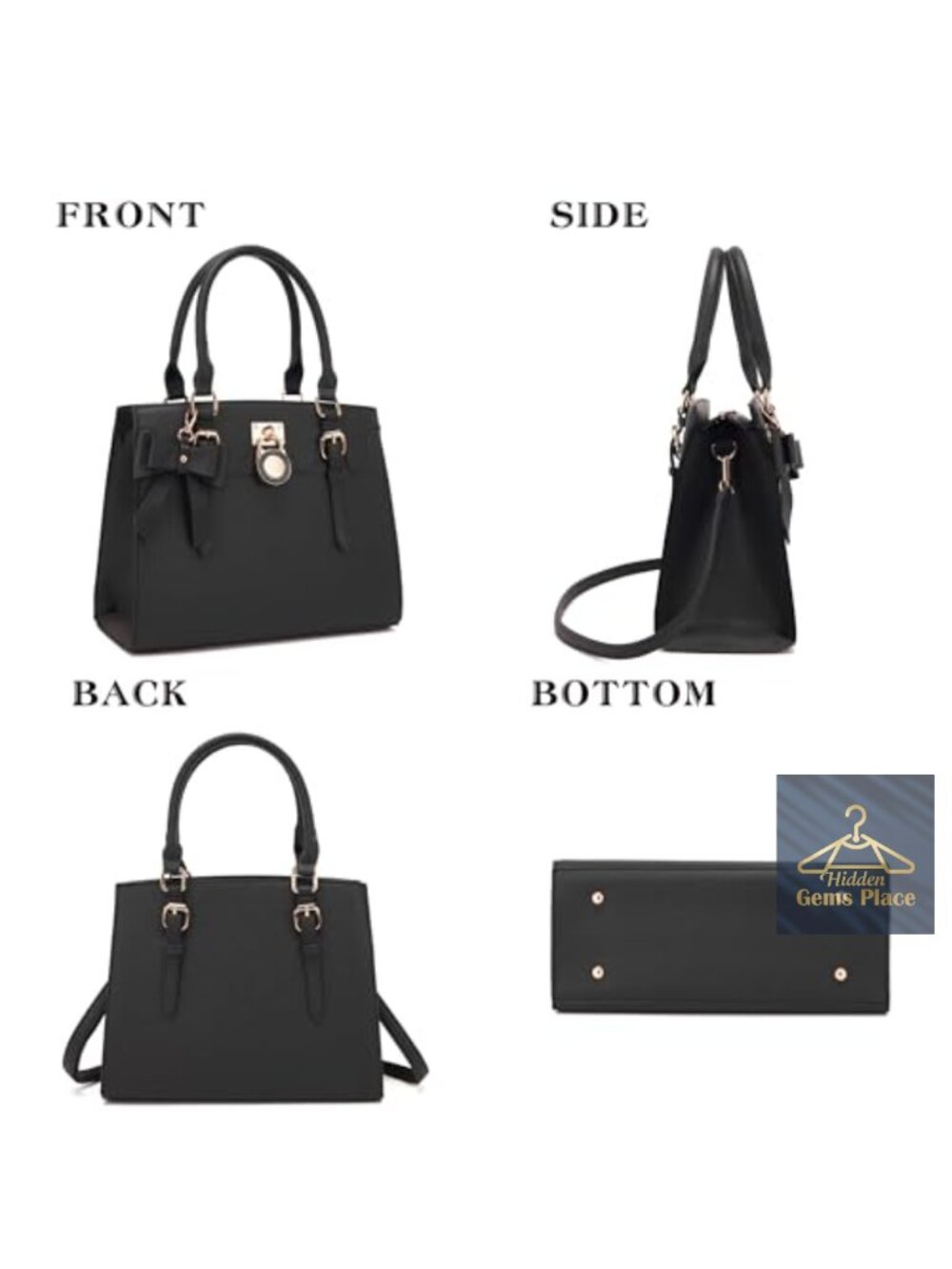 Vegan PU Leather Satchel Tote Shoulder Bag Wallet Set RFID Clutch - Picture 4 of 6
